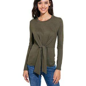Green tie front blouse